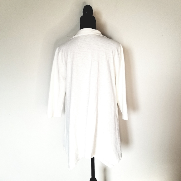 Soft Surroundings Danielle 3/4 Sleeve Tunic Creamy White Unique Buttons cotton L - Picture 4 of 9